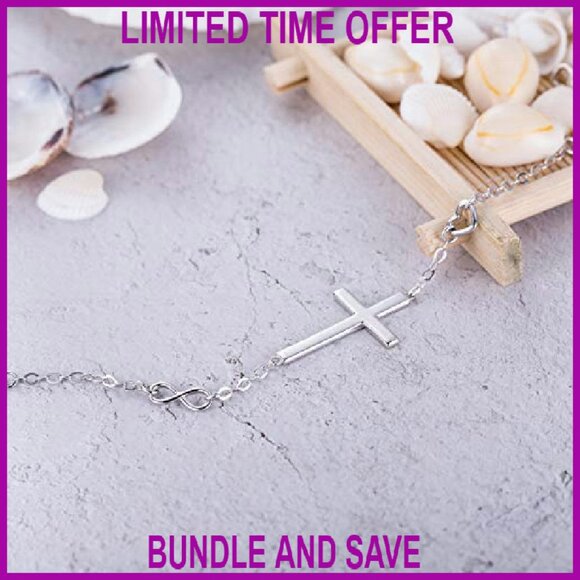 Sterling Silver Cross Infinity Heart Bracelet, 21.5cm, Religious Jewelry Gift - Picture 4 of 8